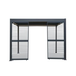 Rackhams Anthracite Aluminium Pergola With White Blinds & 2 Shutter Panels - 3m x 3m - thumbnail 2