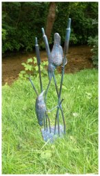 Rackhams Birds on Reeds Garden Sculpture Statue Ornament - Cast Iron - Bronze - Sculpture - thumbnail 2