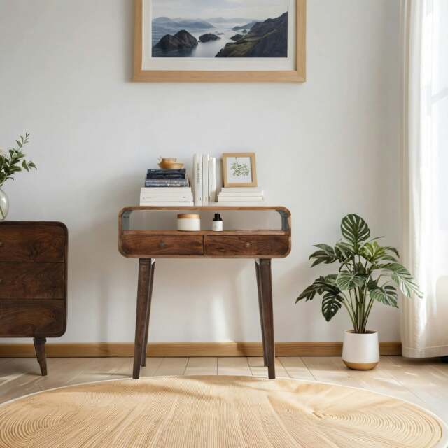 Rackhams Winnie Dark Mango Wood Console Table with 2 Drawers - Lacquered - Wood - 1 - image 1