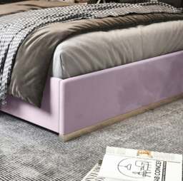 Rackhams Bentley Upholstered Soft Velvet Metal Bed Frame - Pink - Pink - King - thumbnail 3