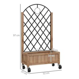 Rackhams Wooden Raised Bed, Outdoor Planter Box w/ Metal Trellis - thumbnail 6