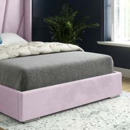 Rackhams Bellini Wide Curved Winged Upholstered Soft Velvet Bed Frame - Pink - Pink - Small single - thumbnail 3