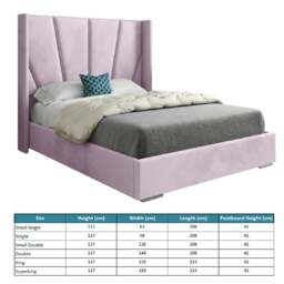 Rackhams Bellini Wide Curved Winged Upholstered Soft Velvet Bed Frame - Pink - Pink - Small single - thumbnail 4