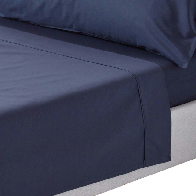 Rackhams Crisp & Cool 200 TC Egyptian Cotton Percale Flat Sheet - Navy Blue - Super King - image 1