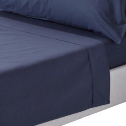 Rackhams Crisp & Cool 200 TC Egyptian Cotton Percale Flat Sheet - Navy Blue - Super King