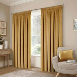 Rackhams Montreal Taped Top Curtains - Gold - 117cm width x 183cm drop - thumbnail 1