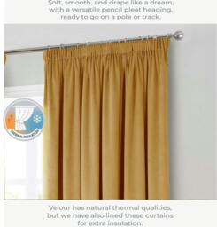 Rackhams Montreal Taped Top Curtains - Gold - 117cm width x 183cm drop - thumbnail 4