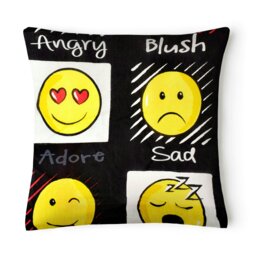 Rackhams Fun Emoji Cushion - 43cm x 43cm - Grey - thumbnail 2