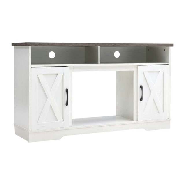 Rackhams 38cm W Freestanding Fireplaces Recessed Electric Fireplace TV Stand - White - One Size - image 1
