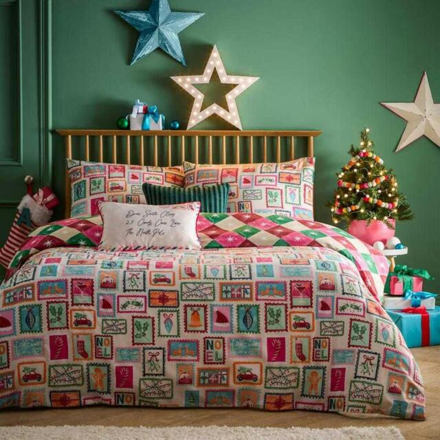 Rackhams Dear Santa Printed Christmas Duvet Cover Set - Multicoloured - Single - Multicoloured - 52% Polyester/48% Cotton - image 1