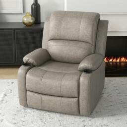 Rackhams Recliner Chair, Microfibre Reclining Chair with Adjustable Leg Rest, Cup Holders, Recliner Armchair for Home Living Room, Brown - thumbnail 2