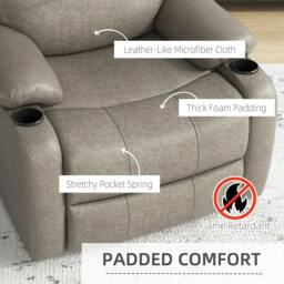 Rackhams Recliner Chair, Microfibre Reclining Chair with Adjustable Leg Rest, Cup Holders, Recliner Armchair for Home Living Room, Brown - thumbnail 5