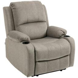 Rackhams Recliner Chair, Microfibre Reclining Chair with Adjustable Leg Rest, Cup Holders, Recliner Armchair for Home Living Room, Brown - thumbnail 1