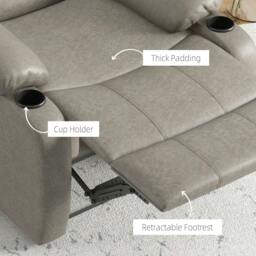 Rackhams Recliner Chair, Microfibre Reclining Chair with Adjustable Leg Rest, Cup Holders, Recliner Armchair for Home Living Room, Brown - thumbnail 6