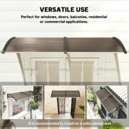 Rackhams Front Door Canopy, Waterproof Outdoor Awning, 75 x 195 cm Rain Shelter for Window, Porch and Front/Back Door, Brown - thumbnail 6