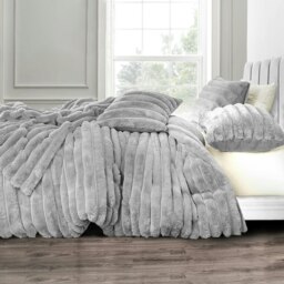 Rackhams Chunky Corduroy Fur Fluffy and Warm Fleece Duvet Cover Set - Olive - Single