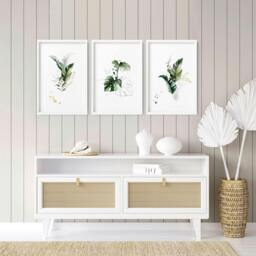 Rackhams Large pictures for the living room - set of 3 framed wall art - A4 8.27 x 11.69 in / 21 x 29.7 cm - Satin Photo paper 280 gsm - Oak Frame