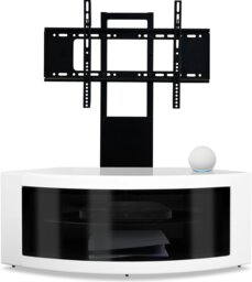 "Rackhams PANGEA Black/White Beam-Thru Curved True-Corner 32""-50"" TV Cabinet with Mounting Arm" - thumbnail 2