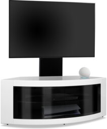"Rackhams PANGEA Black/White Beam-Thru Curved True-Corner 32""-50"" TV Cabinet with Mounting Arm" - thumbnail 3