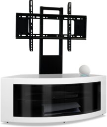 "Rackhams PANGEA Black/White Beam-Thru Curved True-Corner 32""-50"" TV Cabinet with Mounting Arm" - thumbnail 6