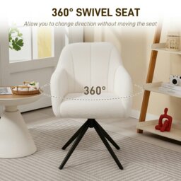 Rackhams 360 Degree Swivel Accent Chair, Teddy Fleece Fabric Armchair, White - White - thumbnail 4