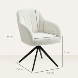 Rackhams 360 Degree Swivel Accent Chair, Teddy Fleece Fabric Armchair, White - White - thumbnail 5