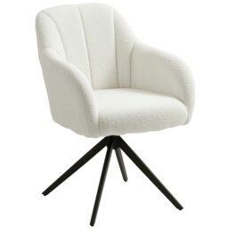 Rackhams 360 Degree Swivel Accent Chair, Teddy Fleece Fabric Armchair, White - White - thumbnail 2