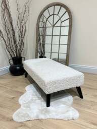 Rackhams Premium Teddy Bear Fluffy Creamy White Footstool Coffee Table Ottoman – Soft Plush, Stylish & Non-Storage - 40 x 40 Inches (102 x 102cm) - thumbnail 3