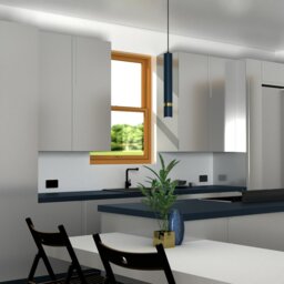 Rackhams Joker Contemporary Pendant Lamp 1XGU10 Hand Made Cylindrical Style Light Finished in Navy Blue With Striking Gold Detail