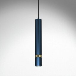 Rackhams Joker Contemporary Pendant Lamp 1XGU10 Hand Made Cylindrical Style Light Finished in Navy Blue With Striking Gold Detail - thumbnail 2