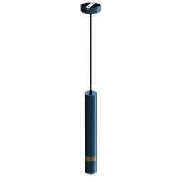Rackhams Joker Contemporary Pendant Lamp 1XGU10 Hand Made Cylindrical Style Light Finished in Navy Blue With Striking Gold Detail - thumbnail 3