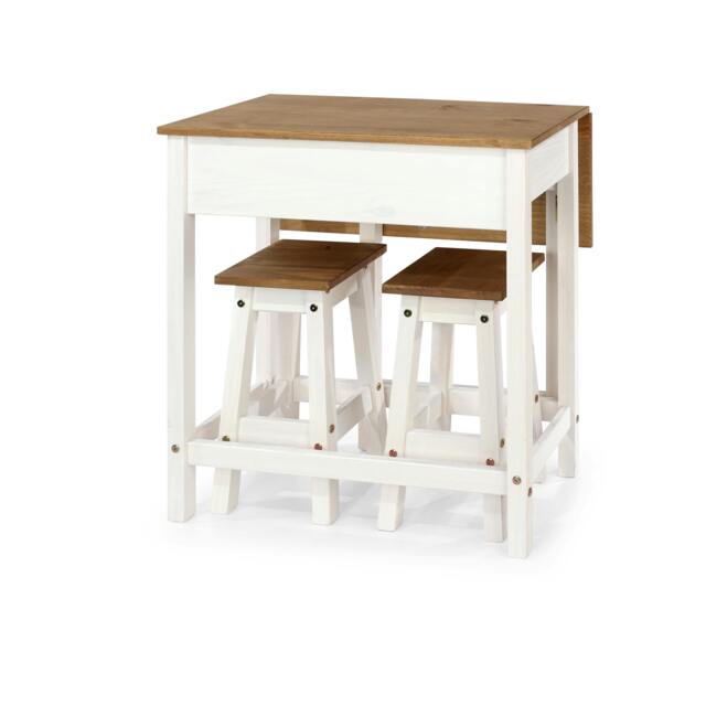 Rackhams Corona Breakfast Drop-Leaf Dining Set with Stools - White Wax - image 1