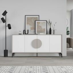 Rackhams Gora Particleboard 4 Door Sideboard with Metal Legs (W) 180cm - Mocha Grey