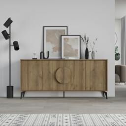 Rackhams Gora Particleboard 4 Door Sideboard with Metal Legs (W) 180cm - Mocha Grey - thumbnail 2