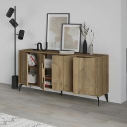 Rackhams Gora Particleboard 4 Door Sideboard with Metal Legs (W) 180cm - Mocha Grey - thumbnail 5