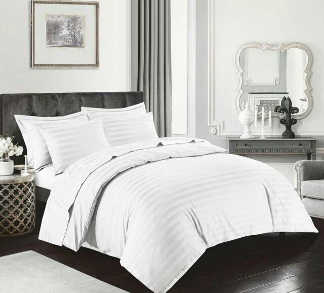Rackhams T400 Satin Stripe Duvet Cover - White - King - image 1