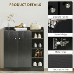 Rackhams Shoe Storage Cabinet with Adjustable Shelves - Black - thumbnail 6