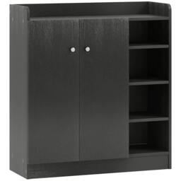 Rackhams Shoe Storage Cabinet with Adjustable Shelves - Black - thumbnail 1