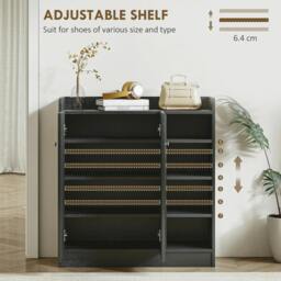 Rackhams Shoe Storage Cabinet with Adjustable Shelves - Black - thumbnail 5