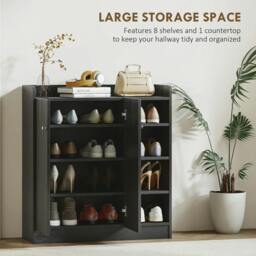 Rackhams Shoe Storage Cabinet with Adjustable Shelves - Black - thumbnail 4