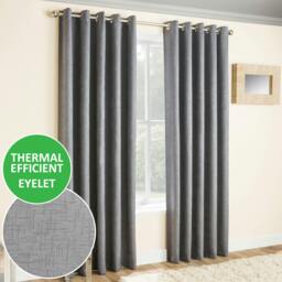 "Rackhams Vogue Plain Textured Thermal Room Darkening Energy Saving Pair of Curtains For Bedroom & Living Room - Black - 46"" (117cm) Width x 72"" (183cm) Drop" - thumbnail 2