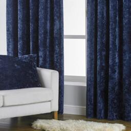 Rackhams Verona Crushed Velvet Eyelet Curtains - Navy - 54in x 90in - Navy - 100% Polyester - thumbnail 4