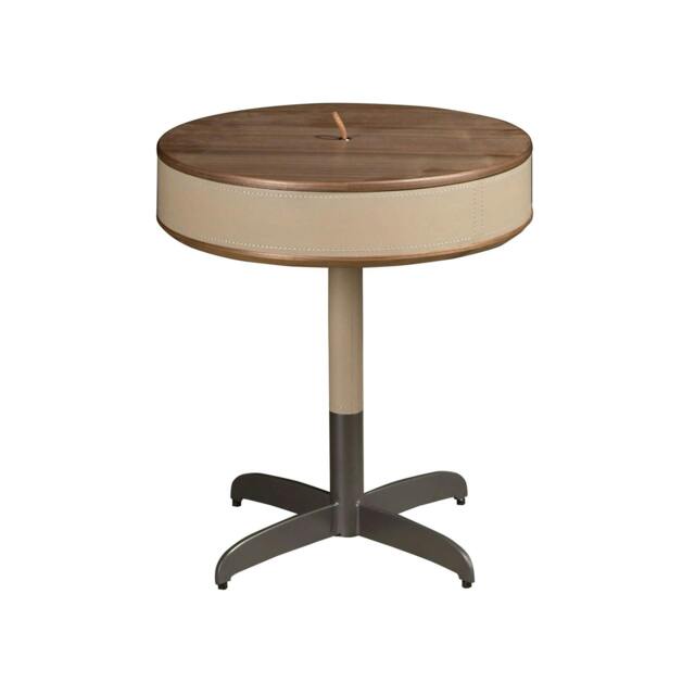 Rackhams Round Corner Table in Leatherette, Walnut and Grey Steel 2156 - image 1