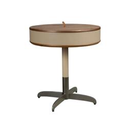 Rackhams Round Corner Table in Leatherette, Walnut and Grey Steel 2156 - thumbnail 2