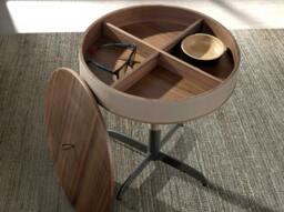 Rackhams Round Corner Table in Leatherette, Walnut and Grey Steel 2156 - thumbnail 5