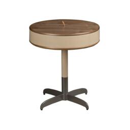 Rackhams Round Corner Table in Leatherette, Walnut and Grey Steel 2156 - thumbnail 1