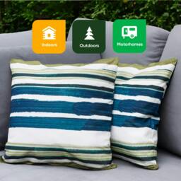 Rackhams Pair of Outdoor Scatter Cushions – Painted Stripe Design - thumbnail 5