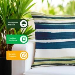 Rackhams Pair of Outdoor Scatter Cushions – Painted Stripe Design - thumbnail 4