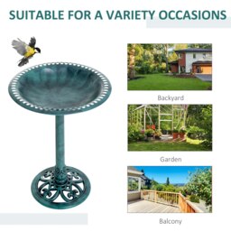 Rackhams 50cm Outdoor Bird Bath Fountain, Decrative Garden Feeder Stand Green - thumbnail 4