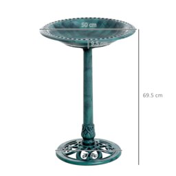 Rackhams 50cm Outdoor Bird Bath Fountain, Decrative Garden Feeder Stand Green - thumbnail 3